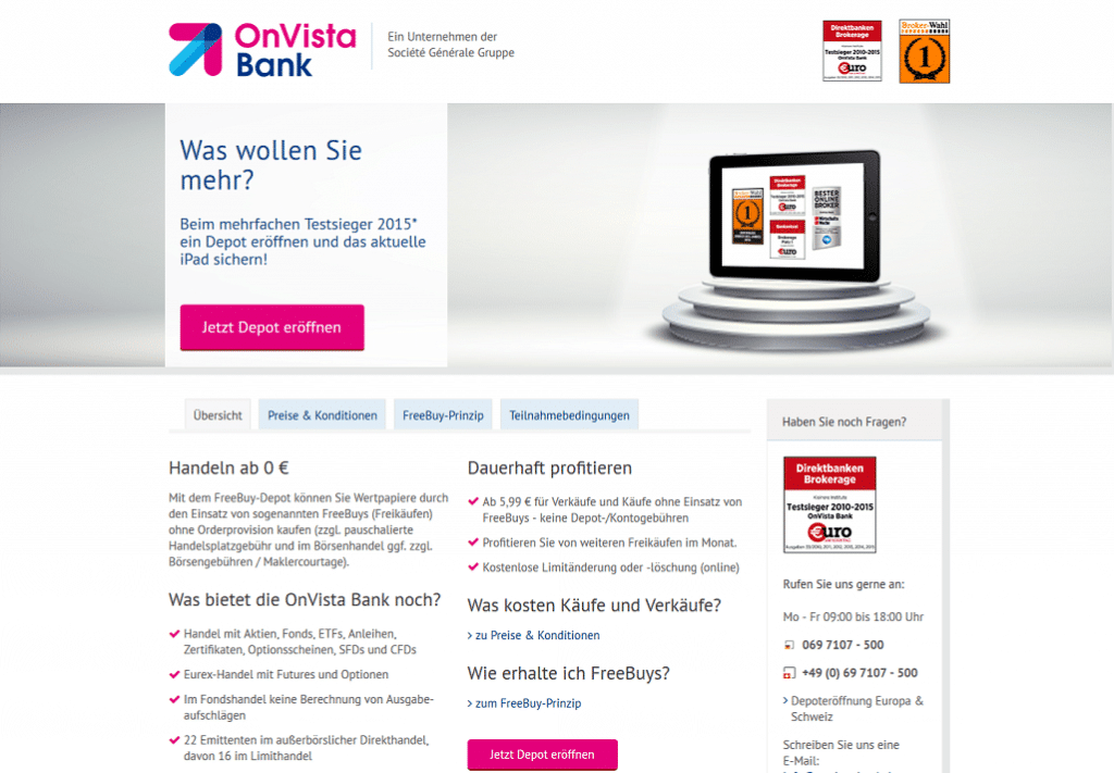 Aktiendepot Testbericht: OnVista | Broker Deutschland